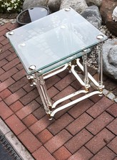 Beistelltische im 2er-Set * Hollywood Regency-Stil * Messing/Kristall-/Acrylglas