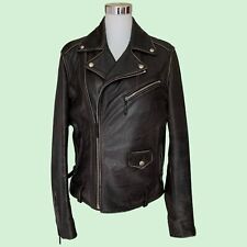 REPLAY Herren Dunkelbraune Bikerjacke aus Leder im Used-Look Gr. L  Robust Neu