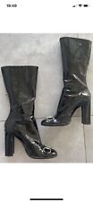 GUCCI Luxus Damen-Lackstiefel Sexy schwarz, Gr. 38, 1x getr. 11 cm Blockabsatz.