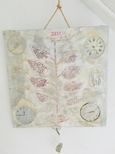 Bild 30x30cm Leinwand Collage Enkaustik "Wachsturm - Zeit" weiß