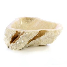 DIVERO Aufsatzwaschbecken Handwaschbecken "Crotone" Onyxmarmor perlweiß/braun