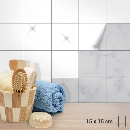Fliesenaufkleber 15x15cm weiß - fliesenaufkleber,