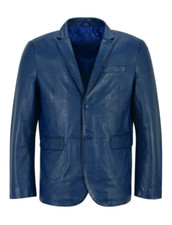 Herren Leder Blazer Blau