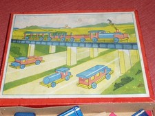 Holzbaukasten 1935 /1955  Fahrzeugbaukasten - Autobaukasten Eisenbahn Erzgebirge