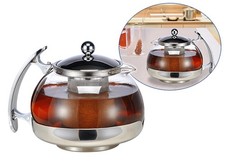 1,2 L Glas-Teekanne+Edelstahl-Teesieb Glaskanne Teekännchen Tee-Kanne Kännchen
