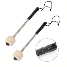 Premium Schlagzeugschläger für Bassdrums 2er Set Filzkopf Edelstahl Griff