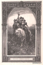 FALKEN/JAGD/FALKENJAGD/FALKENJÄGER; Auf der Reiherbeize Orig. Holzstich v. 1885