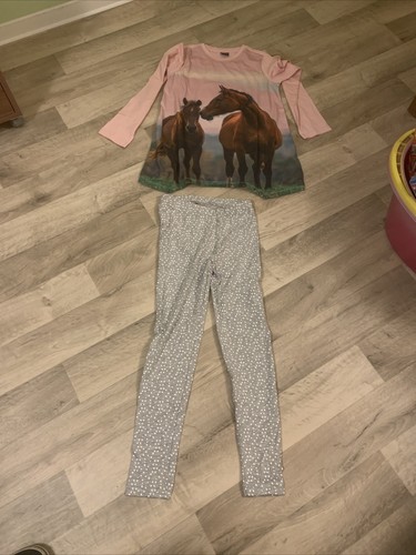 Pferde longshirt mit leggings - pferde,