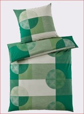 Bettwäsche grün 135x200cm Heine Renforcé grün/ecru 80x80cm UVP:39,99€ P852