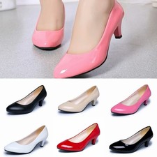Womens Ladies Low Kitten Mid Heel Court Shoes Smart Office Shoes UK
