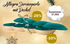 TUPPERWARE C154 Allegra Perle Raupe Servierschale + Deckel grün/petrol gold
