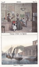 Mode fashion ship Schiff steam boat Dampfschiff Lithograph Lithographie 1840