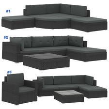 Poly Rattan Garten Lounge Set Gartenmöbel Lounge Garnitur Sitzgruppe Schwarz Neu