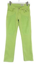 Jeckerson Jeans Damen W28 Regular Fit Stretch Zip Fly Wildleder-Optik Rand Grün