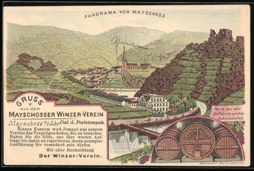 Lithographie mayschoss d - mayschoss, a.