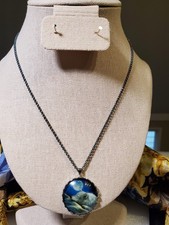 Halskette lange Statementkette Anhänger Wolf Vollmond