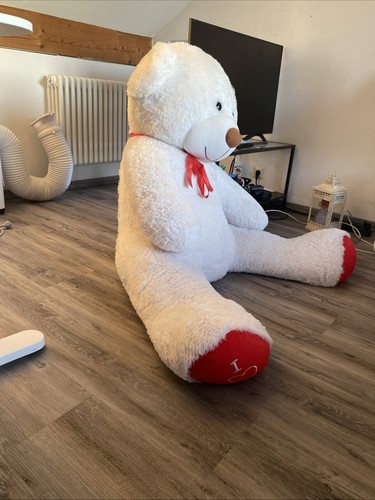 Große teddybär weiß rot - teddybär, weiß/rot