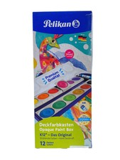 PELIKAN Malkasten / Deckfarbkasten K12 blau 12 Farben + Deckweiß Wasserfarben