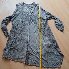 Damen Tunika, Bluse,grau,Ärmel variabel,Gr.L,2in 1 Optik, Chic,Zipfel Look