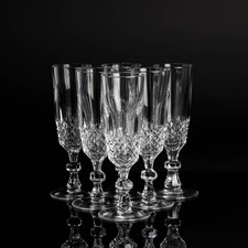 Kristall Glas Trinkgläser Bleikristall Sektflöte 6er Set Vintage midcentury