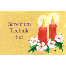 Serviettentechnik Weihnacht Set Acrylfarbe Servietten Kleber Pinsel & Anleitung