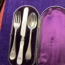 Silber Taufset 1853 wunderschön antik im Original Etui