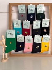 Bunte Motiv Premium 98% Baumwolle Socken Ohne Naht Gr. 39-42 AUSWAHL Bestickt