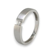 Spann- Ring mattiert 585-/14k. Weißgold Brillant G vvs ca. 0,05ct. Gr. 53  -1084