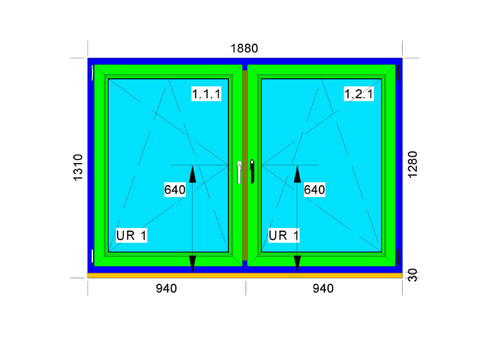 Fenster pvc 188 h - pvc, h:131