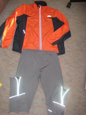 Shamp leichte Jacke Gr. M / 40-42  orange grau mit Hose Sport Laufen Übergang