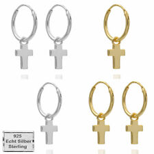 Creolen Anhänger Kreuz Silber 925 Damen Herren Kinder Ohrringe Echtschmuck Gold