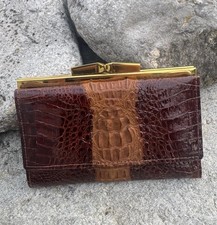 w NEU Vintage Krokodil-Leder Geldbörse Portemonnaie Kroko 50er 60er Alligator