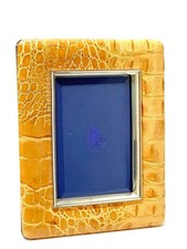 Del Conte Vintage Fotorahmen Bilderrahmen Sterling Silber 925 & Kroko Rand 