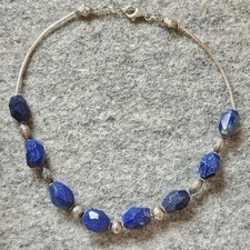 Lapislazuli Kette 43cm Silber