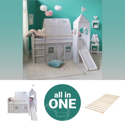 Hochbett 90x200 kinderbett mit - hochbett,