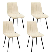 Wafting N8-4K Esszimmerstühle 4er Set Gepolsterter Stuhl Hoher Rückenlehne Beige