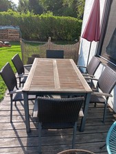 Gartenmöbel Set: Tisch und 6 Stühle Tisch 150x90 CM Poly Rattan