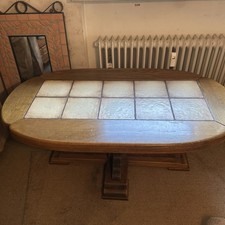 Wohnzimmertisch Eiche Massiv Mit Kacheln Retro Gut Erhalten