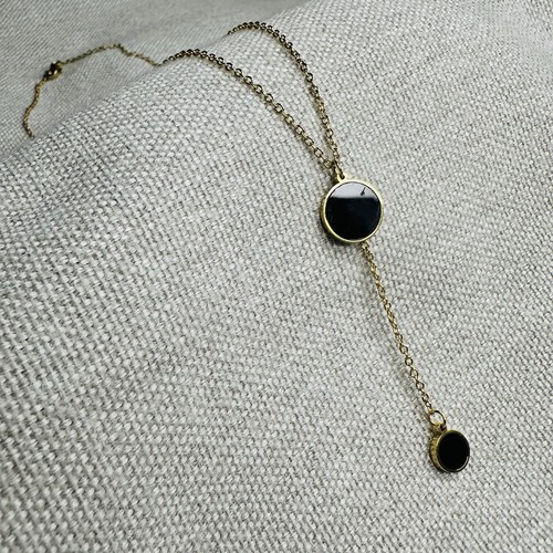 Kette gold schwarz anhänger - kette,