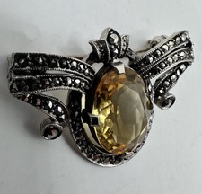 Markasit-Citrin Brosche Aus