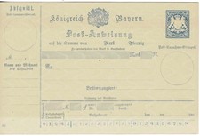 Bayern 1889 Postal Stationery Money Order HG 40a unused Ganzsache Post-Anweisung
