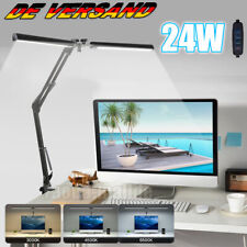 Dimmbar Schreibtischlampe LED Doppelkopf Tischlampe Leselampe Büroleuchte 24W 