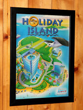 Holiday Island Videospiel altes seltenes kleines Poster / Vintage Werbeseite gerahmt 