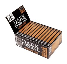 1 Box (24 Heftchen) Dark Horse Black KS Slim Papers+Tips, 34 Stück pro Heftchen