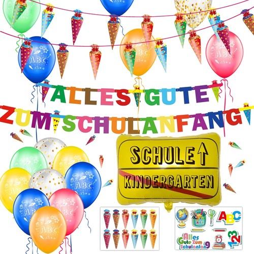 Einschulung deko set girlande - einschulung,