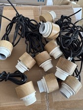 3x E27 Holz Lampenfassung / Schraubring Holz mit Kabel Schwarz Ø60mm Höhe 60mm