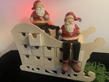 Advents Weihnachts kalender 24 Schubladen Schlitten Holz Kantenhocker Nikolaus!!