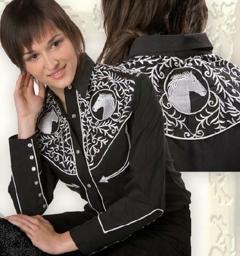 Langarm bluse western - /, western-bluse