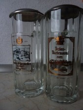 2 Bierkrüge mit Zinndeckel