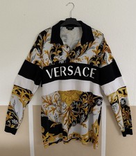 Versace Herren Langarmshirt, Original, Gr. 2xl, Schwarz Gold, Poloshirt 